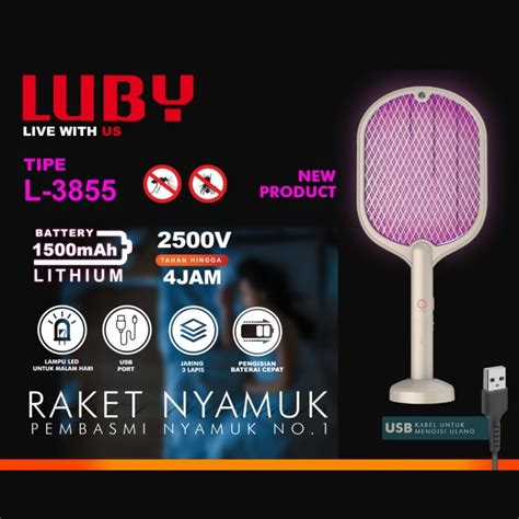 Jual Raket Nyamuk Elektrik Luby Led Uv Charge Multi Fungsi