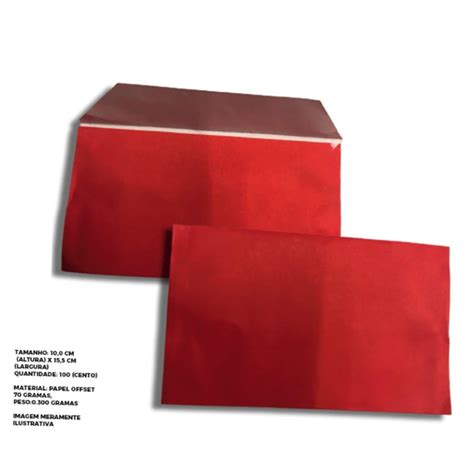 Envelope Colado Vermelho Unidades Elo Produtos Especiais