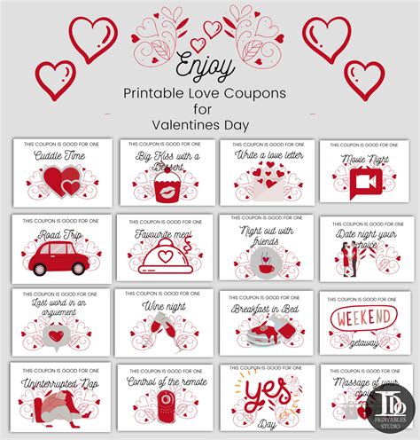 Printable Love Coupons For Him And Her Valentines Day Gift Etsy UK