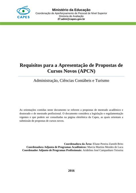 PDF Requisitos para apresentação de propostas de cursos para a