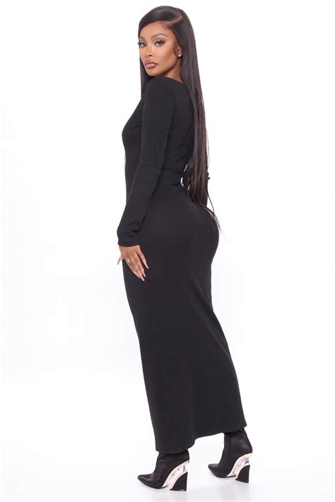 Mulberry Street Long Sleeve Maxi Dress Black Fashion Nova Dresses