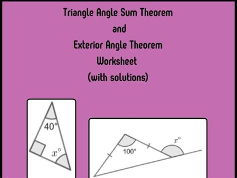 Triangle Angle Sum Theorem And Exterior Angle Theorem Worksheet