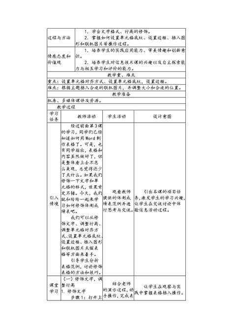 小学信息技术南方版（湖南）（2019）六年级上册第4课 修饰体测表教案 教习网教案下载