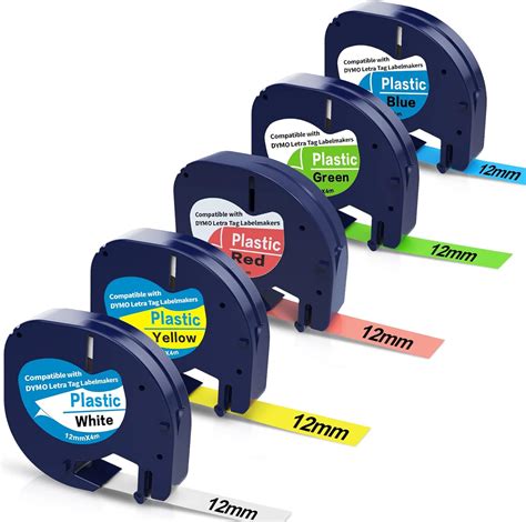 Amazon 5 Pack Colored Label Tape Compatible With Dymo Letratag