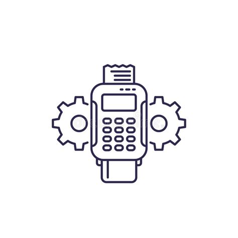 ícone Da Linha De Pagamentos De Terminal Pos Ilustração do Vetor