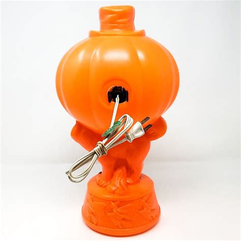 Vintage Empire Halloween Blow Mold Top Hat Jack O Lantern On A Black