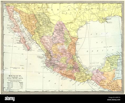 México Mostrando Los Estados 1907 Mapa Antiguo Fotografía De Stock Alamy