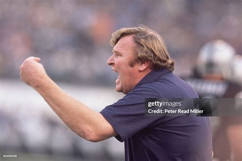 Closeup of Oakland Raiders coach John Madden during game vs New... News ...