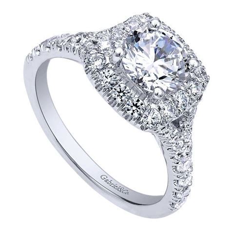 Cushion Shaped Halo Diamond Engagement Ring With Subtle Split Shank