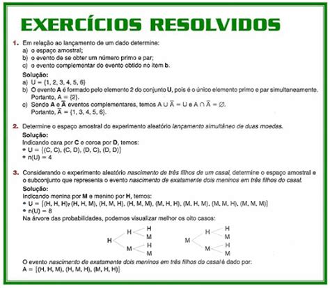 Exerc Cios De Probabilidade Resolvidos C Lculos E Atividades