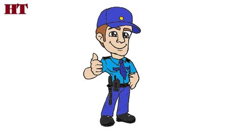 How To Draw A Cartoon Security Cute And Easy