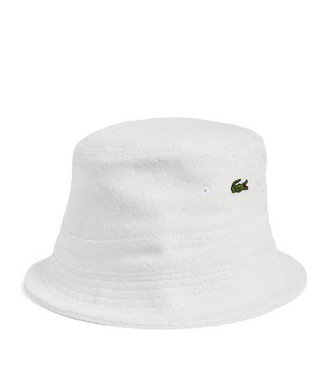 Mens Lacoste White Towelling Logo Bucket Hat Harrods Uk