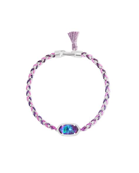 Elaina Silver Braided Friendship Bracelet In Lilac Abalone Kendra Scott