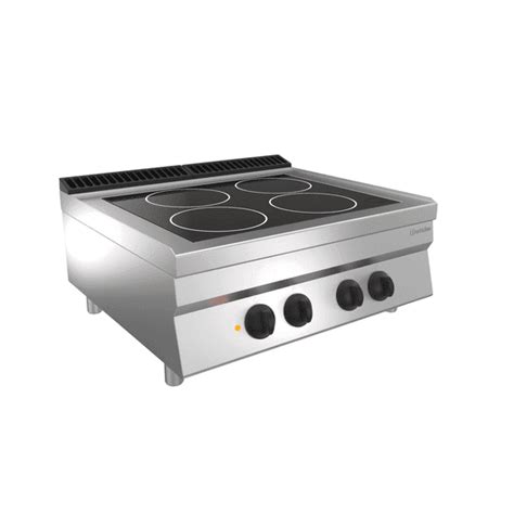 Fourneau inox 4 feux vitrocéramique à poser 10 000 W 400 V TRI