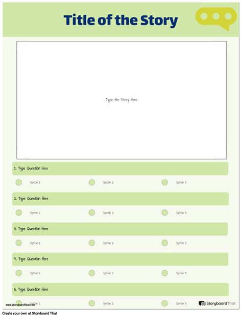 Green Reading Comprehension Worksheet Storyboard