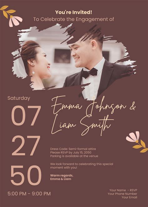 Engagement Party Invitation Template With Photo - Edit Online ...