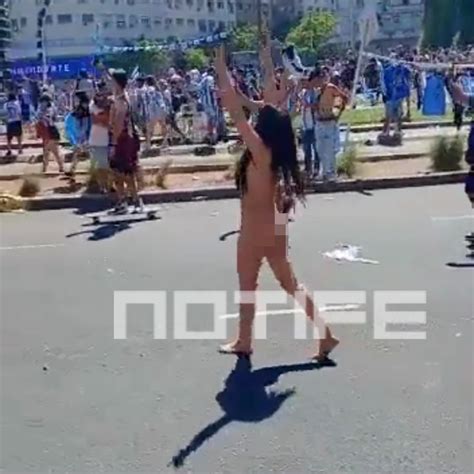 Watch As Mystery Brunette STRIPS NAKED To Celebrate Argentina World Cup