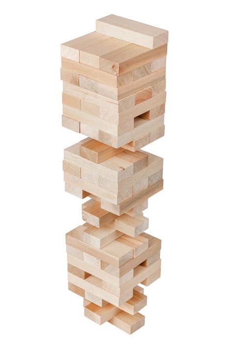 Torre Jenga Aislada En Fondo Blanco Juego Jenga Bloques De Madera