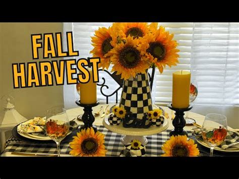 New Fall Harvest Tablescape Sunflowers Buffalo Check Meets