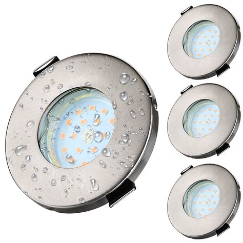 Lot De 4 Spots LED Encastrables IP44 Pour Salle De Bain 68 Mm GU10 Avec