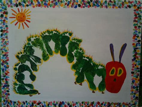 Very Hungry Caterpillar Made Of Footprints And Fingerprint Boarder