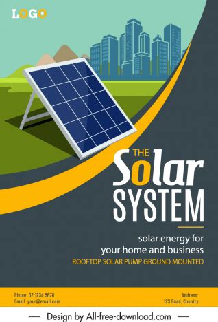 Solar Energy Advertising Poster Battery Building Sketch Vectors Stock