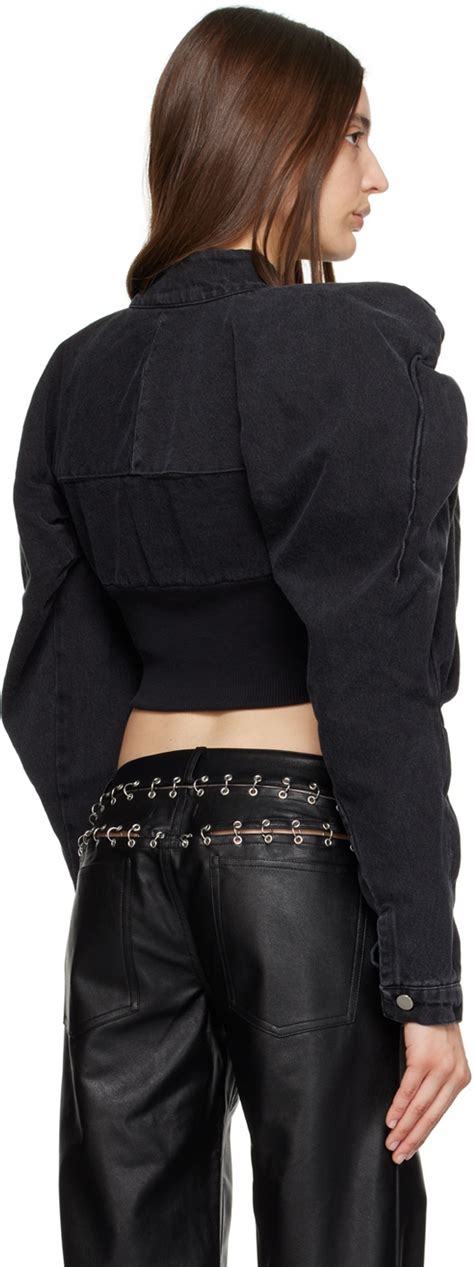 Masha Popova SSENSE Exclusive Black Scrapyard Denim Jacket Masha Popova