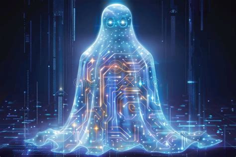 Digital Ghost In Futuristic Circuitry Conceptual Halloween Design For