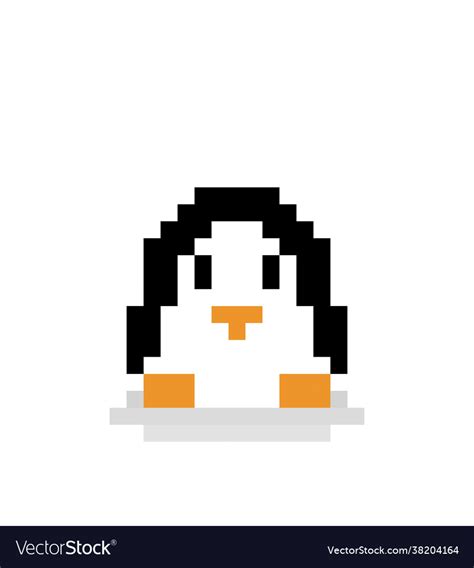 Penguin pixel image for 8 bit game assets Vector Image