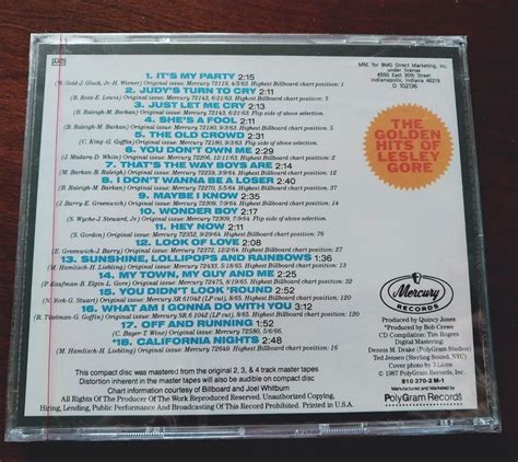 The Golden Hits Of Lesley Gore CD 8 Bonus Tracks 1987 Mercury NEW