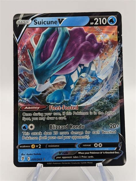 Pok Mon Tcg Suicune V Evolving Skies Holo Ultra Rare Mint Ebay