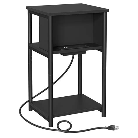 Vasagle Side Table With Charging Station 3 Tier End Table With Usb Ports And Outlets Nightstand