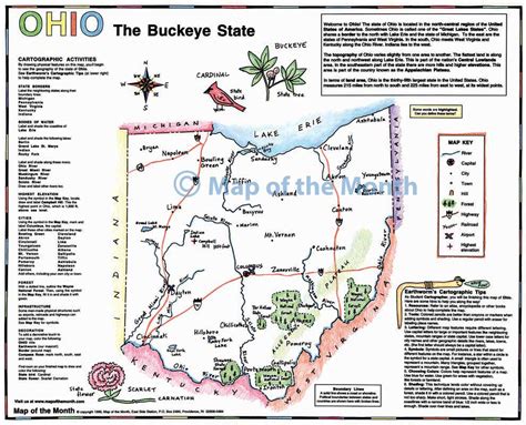 Ohio map - Blank outline map, 16 by 20 inches, activities included