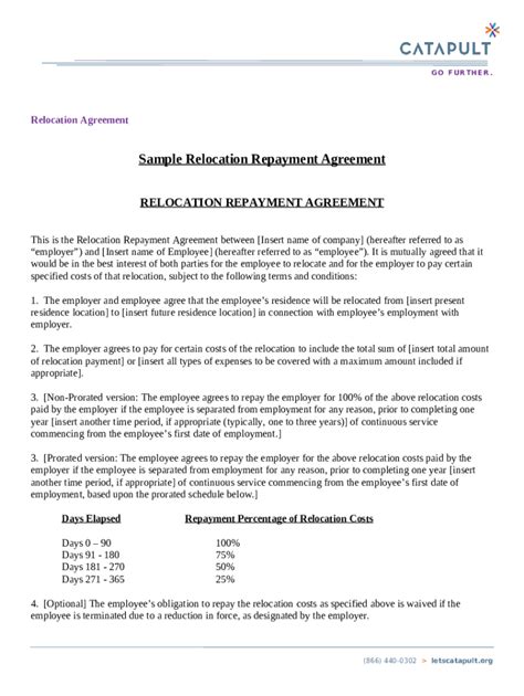 Relocation Package And Repayment Agreement Sample Clauses Doc Template