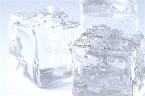 Macro Of Three Ice Cubes With Water Droplet Stock Image Image Of