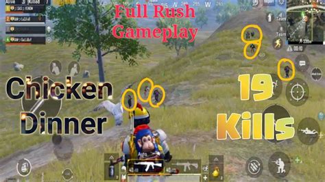 19 Kills Full Rush Gameplay With Chiken Dinner Pubgmobile Youtube