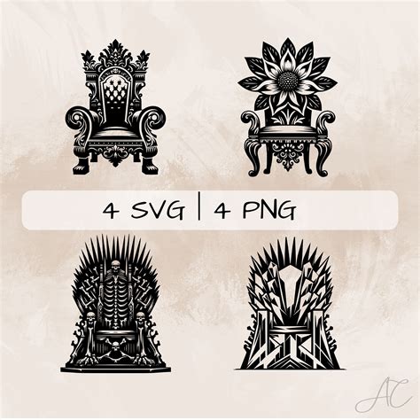 Throne Chair Svg Bundle Floral Throne Chair Png Creepy Throne Chair Clipart Hand Drawn