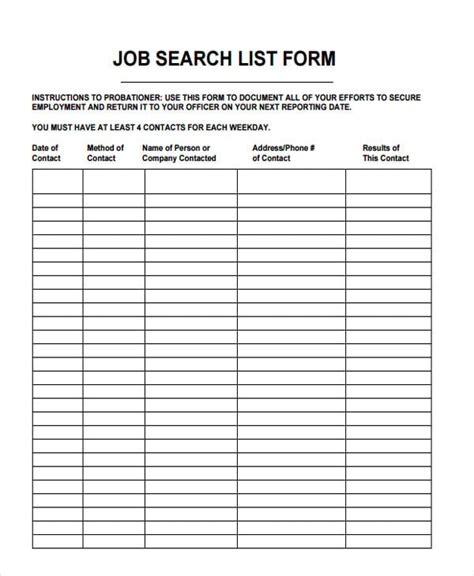 Job List Templates - 6+ Free Word, PDF Format Download