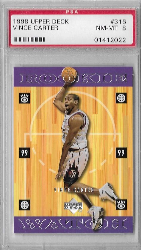 Vince Carter Rc Psa Nm Mt Upper Deck Rookie Card Raptors