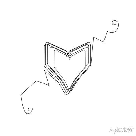 Continuous Heart Vector Illustration One Line Art Love Symbol Posters