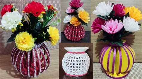 Top 4 Creative Flower Vase Making Idea Best Out Of Waste Youtube