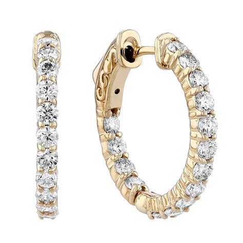 Diamond Inside Out Hinged Hoop Earrings In Yellow Gold 1 45 Aptw