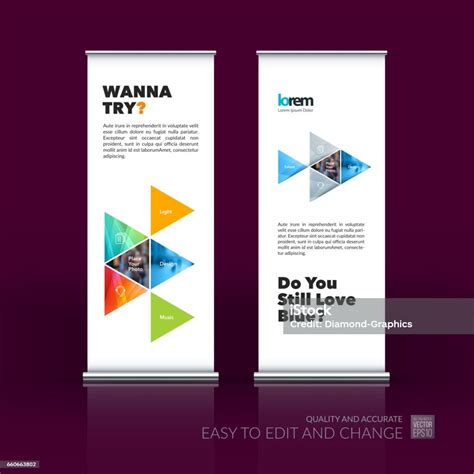 Abstract Business Vector Set Of Modern Roll Up Banner Stand Desi Stock