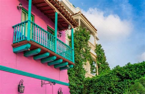 Colorful Houses On Cartagena Colombia - Stock Photos | Motion Array