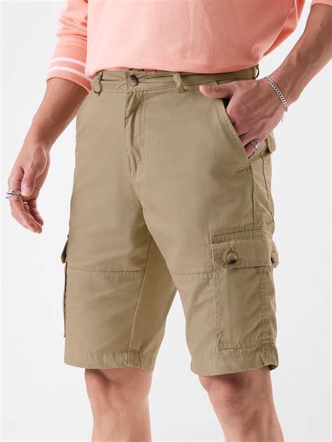 Buy Solids Beige Men Cargo Shorts Online