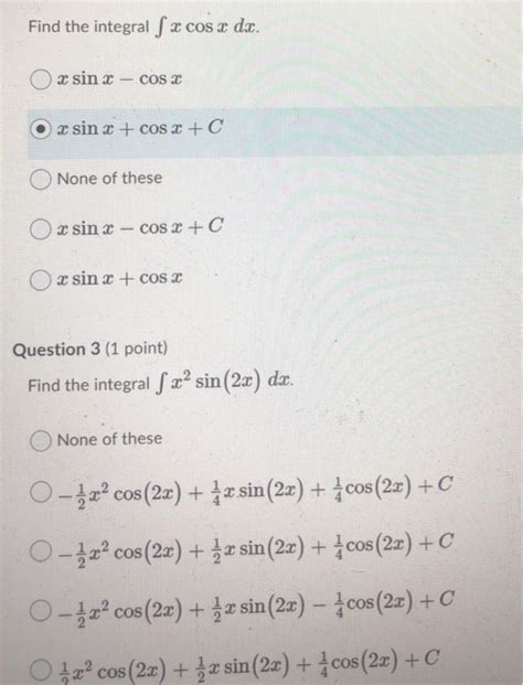 Solved Find The Integral ſ X Cos X Dx Sin Cos A Sin X