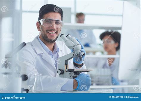 In A Modern Laboratory Research Scientist Conducts Experiments Stock