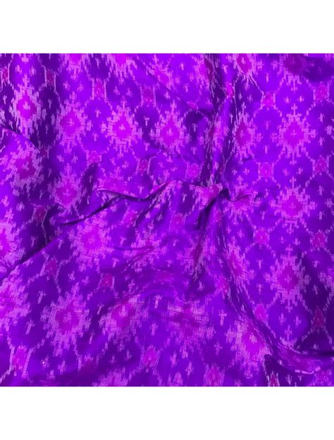 Purple Pure Raw Silk Fabric With Ikat Patola Print Saroj Fabrics