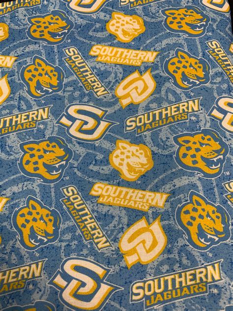 Southern University Su Jaguars Cotton Fabric By The Yard Etsy