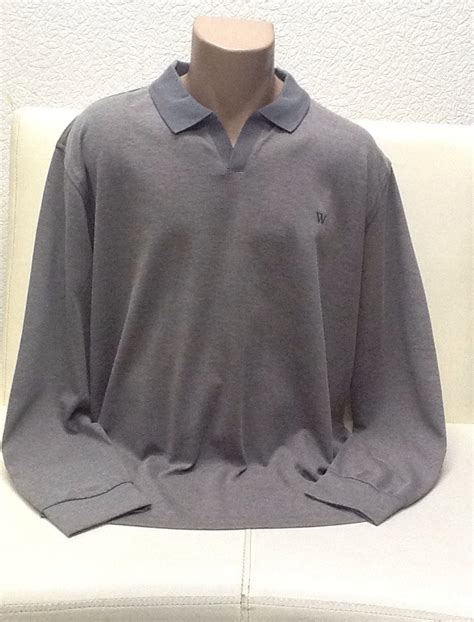 Свитер Поло с Длинным Рукавом Мужской Коттон Светло Серый Размер+ White ...